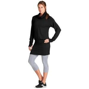 ATHLETA Cozy Black Duran Tunic Dress Long Sleeve Cowl Neck Loungewear S